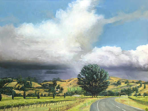 Paul Hooker nz portrait artist, oil on canvas, storm
